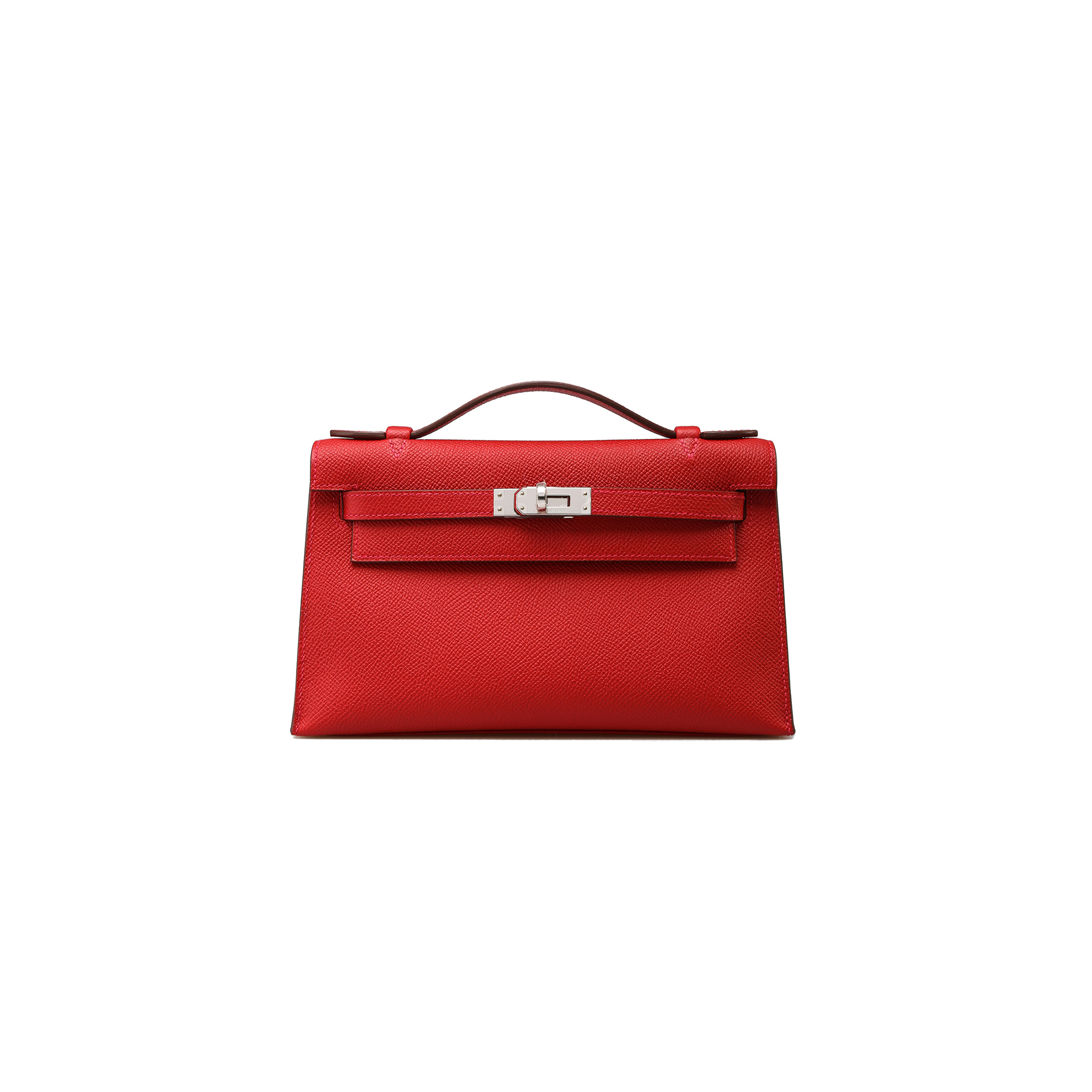 H**mes kelly pochette rouge casaque epsom with palladium hardware (22*14*7cm)